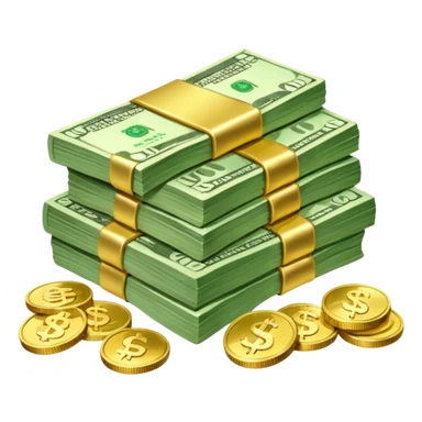 a lot of money and a small amount of money sticker