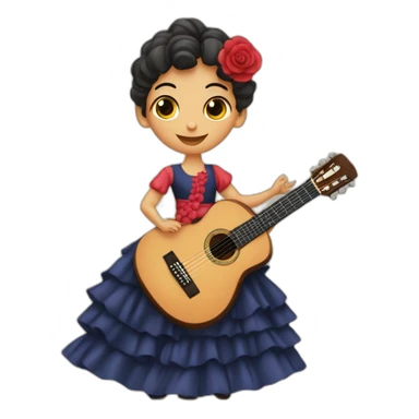 gitano-tocando-la-guitarra-con-dos-enanos-vestidos-de-flamenca sticker