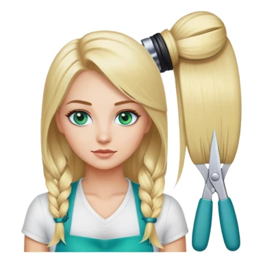 Blonde bob girl hair stylist with blue green eyes  sticker
