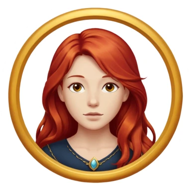 une personne joli, aved des cheveux long rouxde face dans un rond  sticker