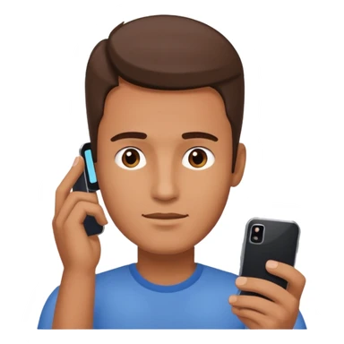 a guy holding a phone horizontally on his forehead like it was a card sticker