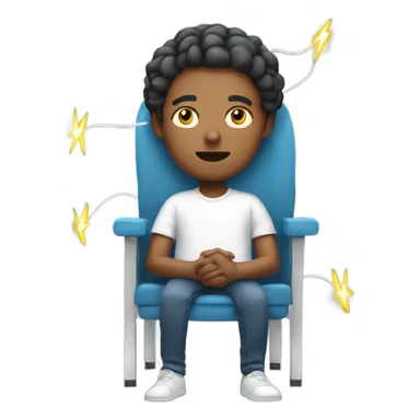 person sitting in chair with eyes closed electricity around them sticker