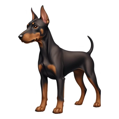 cinematic-noble-doberman puppy-full body-emoji on all fours,-poised-and-regal,-with-a-strong,-athletic-build-and-a-lustrous,-well-groomed-black and tan fur,-deep-set-soulful-brown-eyes,-simplified-yet-sharp-and-sophisticated-features,-highly-detailed, sticker