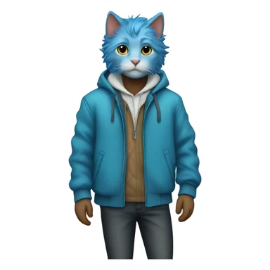 blue haired cat boy in jacket sticker