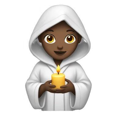 White girl wearing grey robe holding candle  sticker