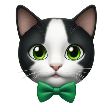 tuxedo cat with green eyes wearing a green bow tie  sticker