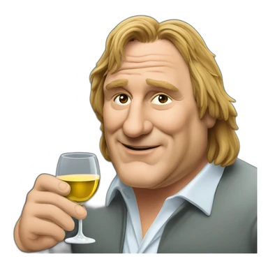Gerard Depardieu with glass of wine sticker