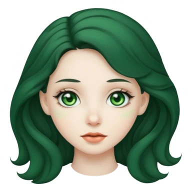 Girl with pale skin, green eyes, black wavy hair  sticker