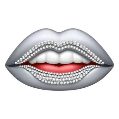 Silver lips with silver rhinestones sticker
