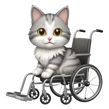 disabled grey and white small cat using a wheelchair made for cats sticker