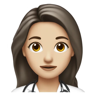 Pretty brunette long hair doctor, fairest skin, black eye color sticker