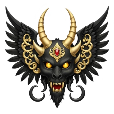 holy emblem with black wings with horn demon sticker