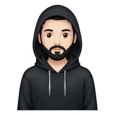 hackeur blanc cheveux noir barbe et capuche noir sticker