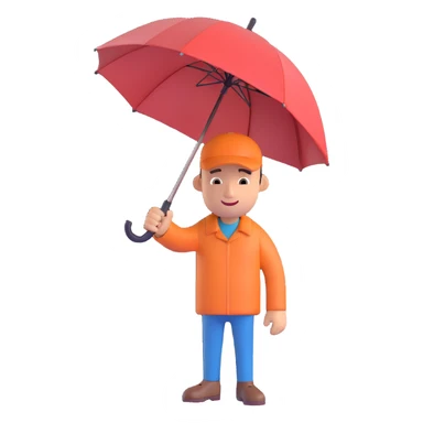 a man offering a closed umbrella for a handshake, playful sticker