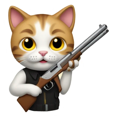 Cat with shotgun sticker