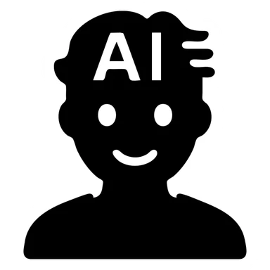 A person with a smile and AI-inspired hairstyle sticker