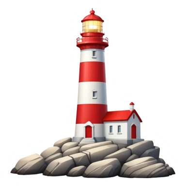lighthouse emoji on a rocky shore, apple style sticker