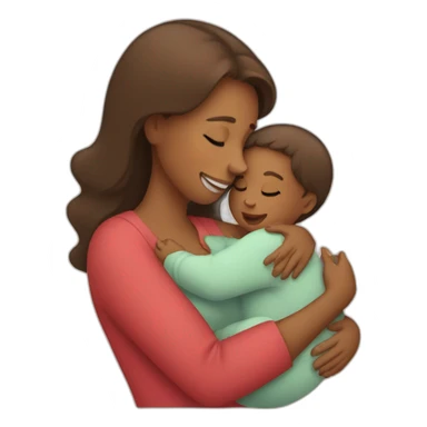mom hugs baby in her heart sticker