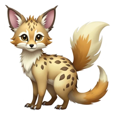 Feral Rare Fantasy vibrant light pastel Vernid-Trico-species by LiLaiRa, random markings, tufted tail, tufted ears, full body sticker