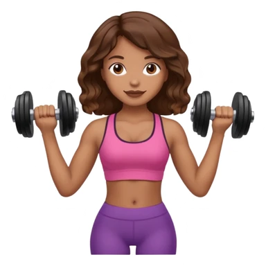 Brown wavy girl with dumbells in her hands sticker