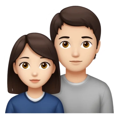 asian girl with brown eyes and dark brown hair, with her white boyfriend that has hazel eyes and light brown hair sticker