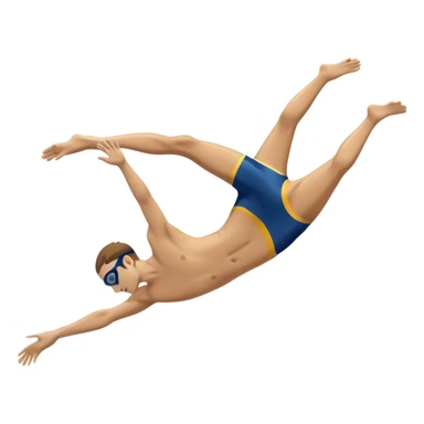 An icon featuring an athlete performing a graceful somersault mid-air, heading toward the water in a diving pool. The design includes water splashes and the diving platform, symbolizing the skill and precision of high diving. Transparent background highlights the elegance of the sport. sticker