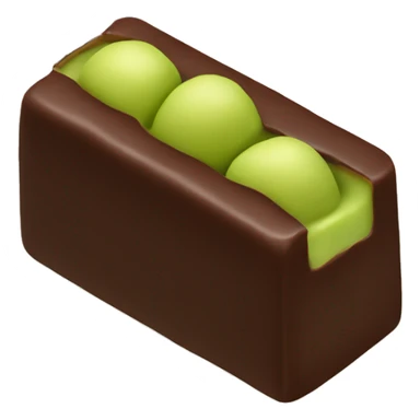 rectangular chocolate with green pistachio filling inside sticker