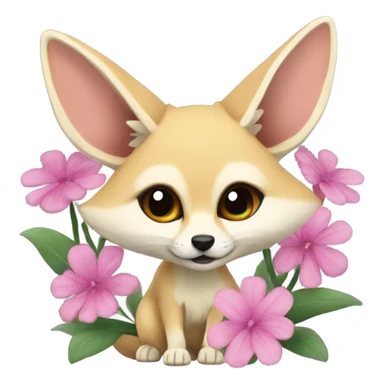 fennec in flowerd sticker