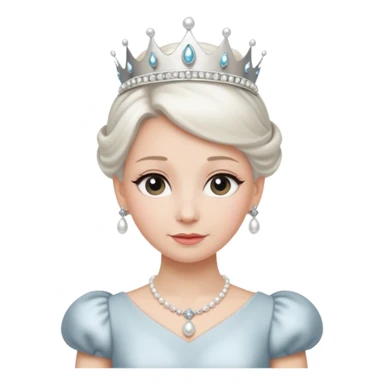 Queen with white bun hair – silver tiara, pearl necklace, elegant gown sticker