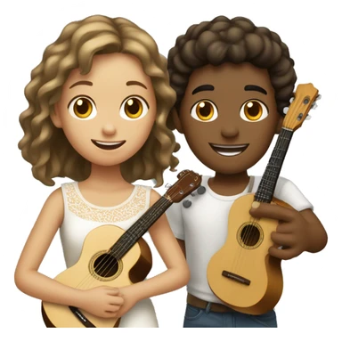 menina branca e jovem tocando cavaquinho sticker