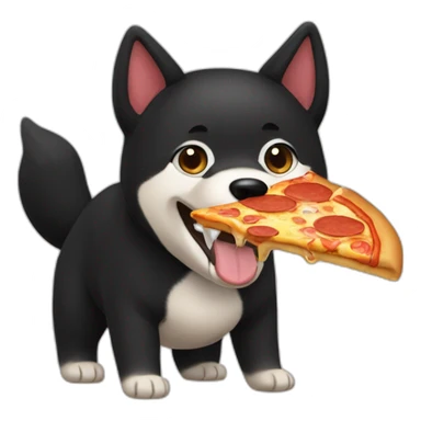 black shiba inu eating pizza sticker