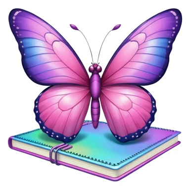pink butterfly on notebook sticker