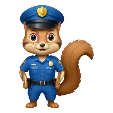 squirrel police officer emoji, blue uniform, standing sticker