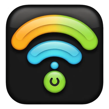 create a wifi symbol emoji exactly-like-the-reference-image-in-ios-emoji-style.-match-the-same-shape,-color,-and-glow-effect,-ensuring-it-is-smooth-and-shiny. set background #1841D6 sticker