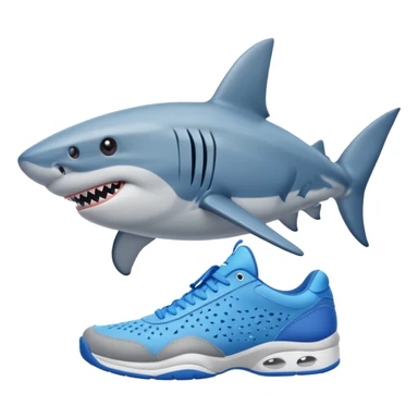 A shark with 2 tenis shoes blues sticker