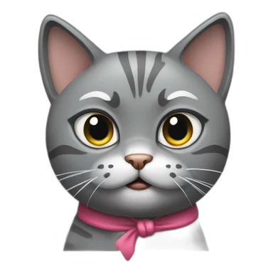 angry gray cat with a bow on its head angry gray cat with a bow on its head  sticker
