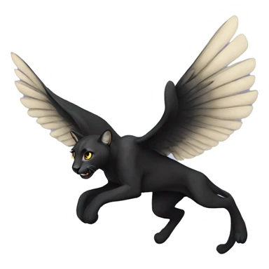winged black puma flying sticker