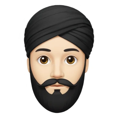 Make me an emoji of a man wearing a black turban, with a beard, and white skin. sticker