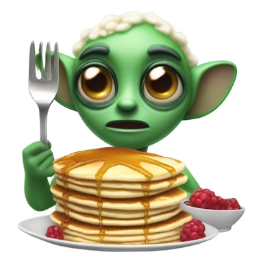 Alien eating pancakes sticker