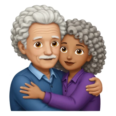 Old man hugging brown skin curly hair woman sticker