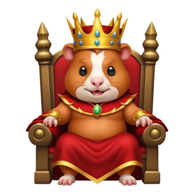 guinea pig demon king, sitting on a throne, with a devilish grin, emoji style sticker
