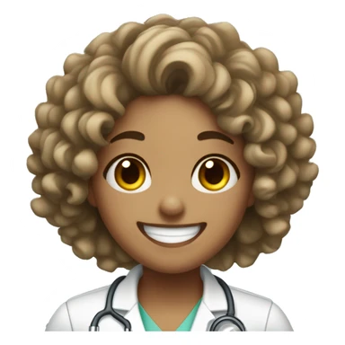 Radiologist Girl with curly hair upto her shoulders and mild freckles laughing sticker