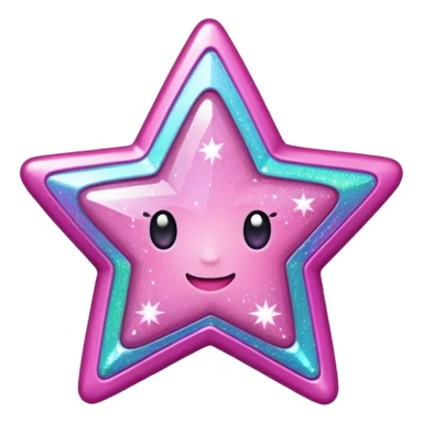 Pink glittery star badge sticker