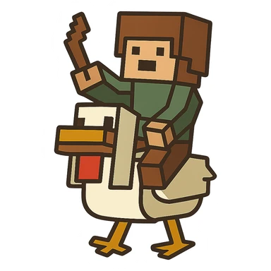 flat toon style chicken jockey sticker