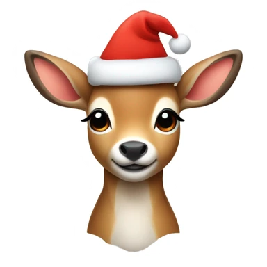 cute little deer in a Christmas hat sticker