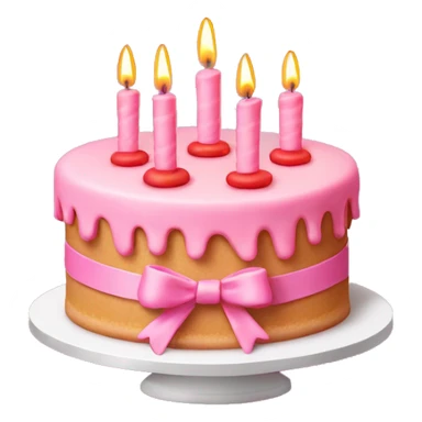 pink cake with candels and red bows  sticker
