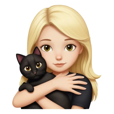 Blonde girl hugging black cat sticker