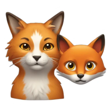 A cat behind a fox sticker