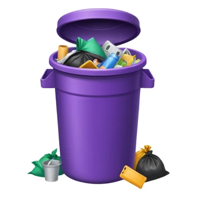 round purple bin full sticker