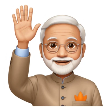prime minister modi as a friendly emoji, waving hand sticker